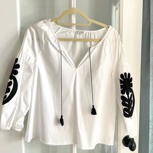 White and black J. Crew blouse